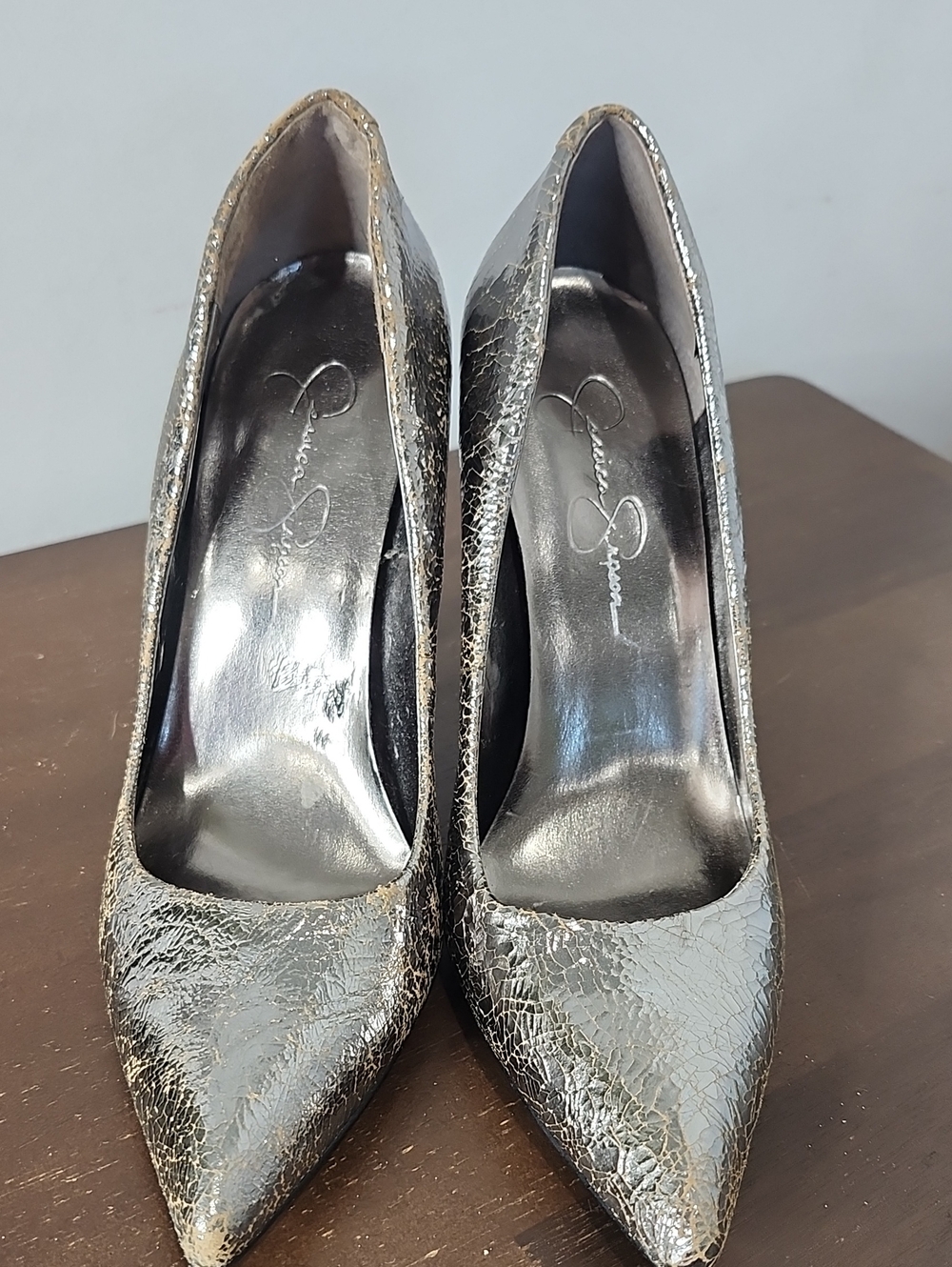 Jessica Simpson - Metallic Pointed-Toe Pumps - Silver/Gold - 6.5